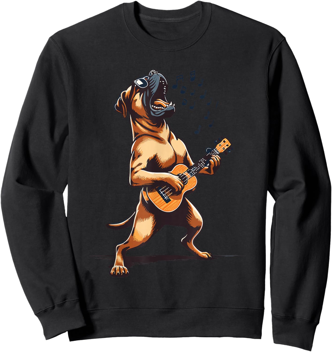 Dog Playing Guitar Singing Boerboel Bull Mastiff Funny Sweatshirt - Sweatshirt | Black