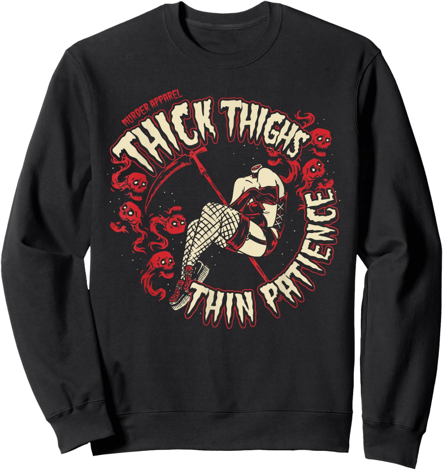 Thick Thighs Thin Patience Feminist Sweatshirt - Sweatshirt | Black