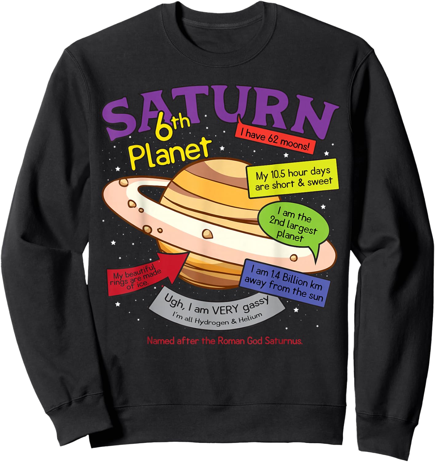 Perfect Planets, Teachers Shirts - Saturn, for Solar System Sweatshirt - Sweatshirt | Black