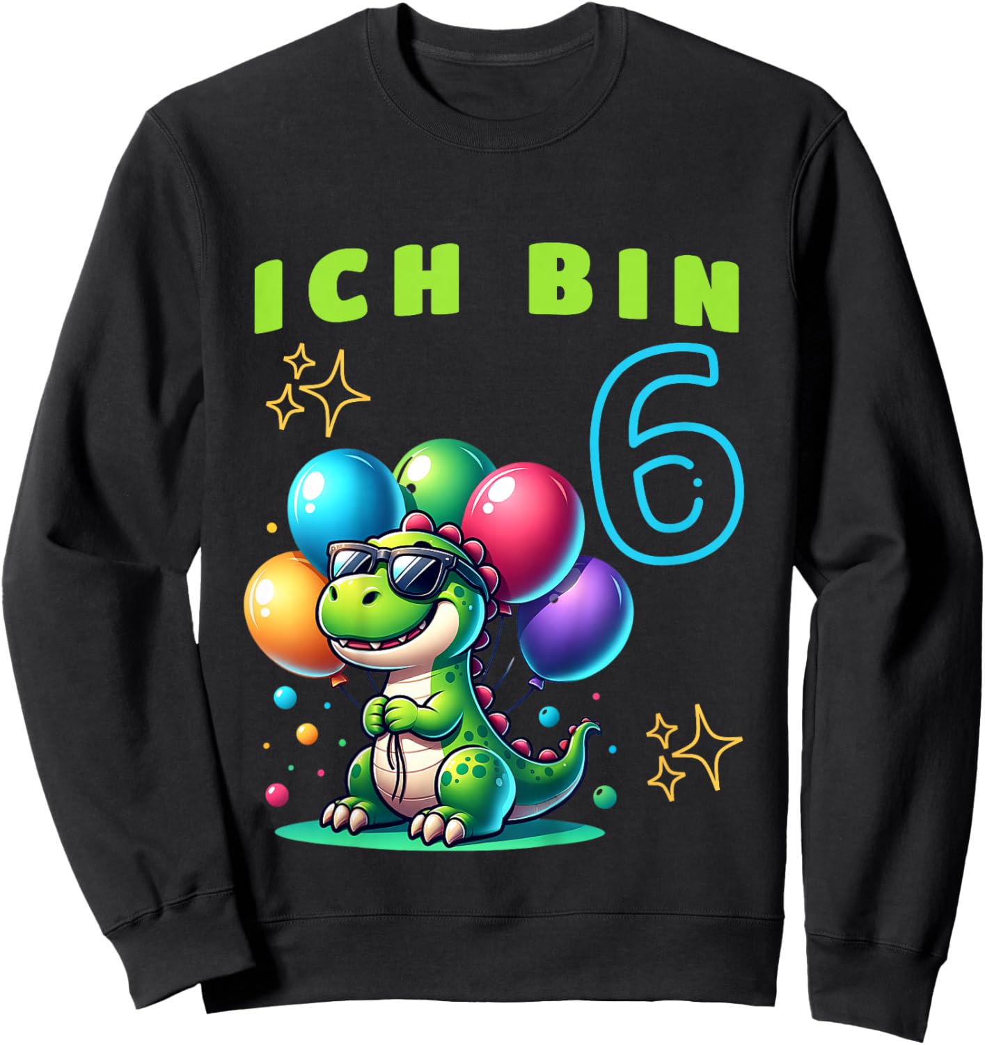 Dino Kinder Ich bin sechs Jahre alt | 6. Geburtstag Sweatshirt - Sweatshirt | Black