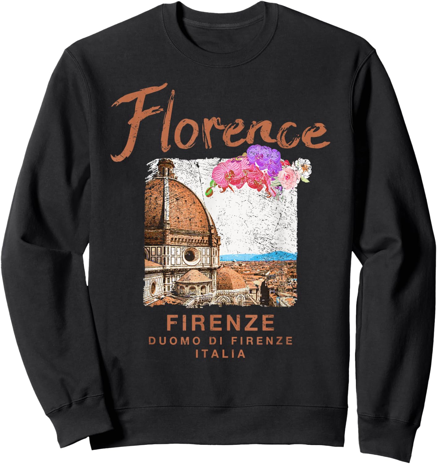 Italy Florence Duomo Italian Vintage Travel Sweatshirt - Sweatshirt | Black