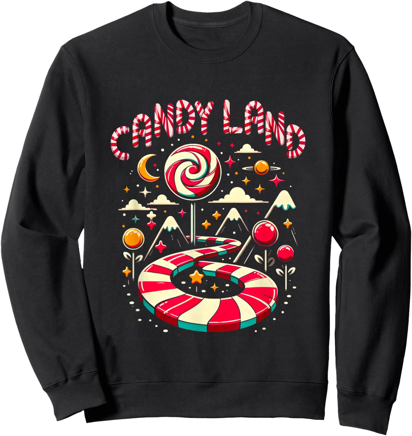 Xmas Candy Land Rainbow Trail Candy Cane Merry Christmas Sweatshirt - Sweatshirt | Black