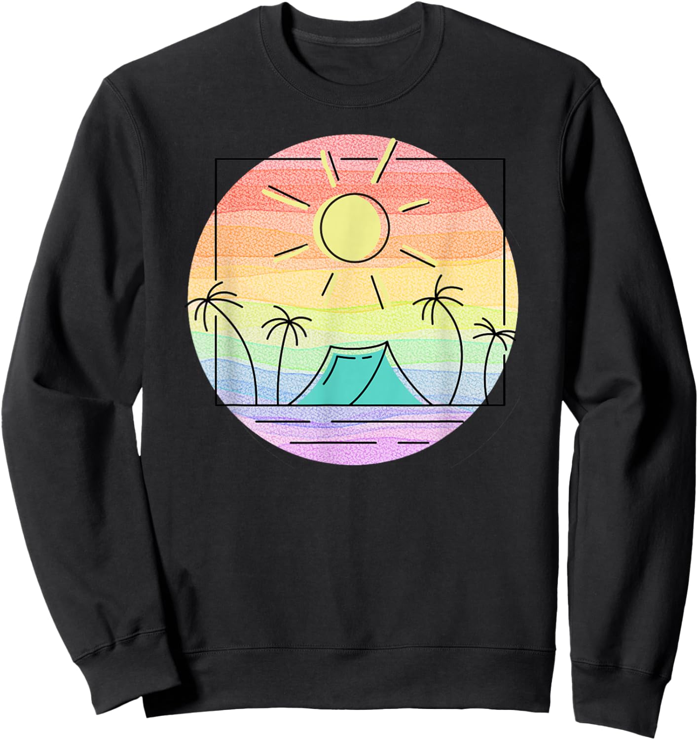 Rainbow Paradise Island Camping Getaway Graphic for campers Sweatshirt - Sweatshirt | Black