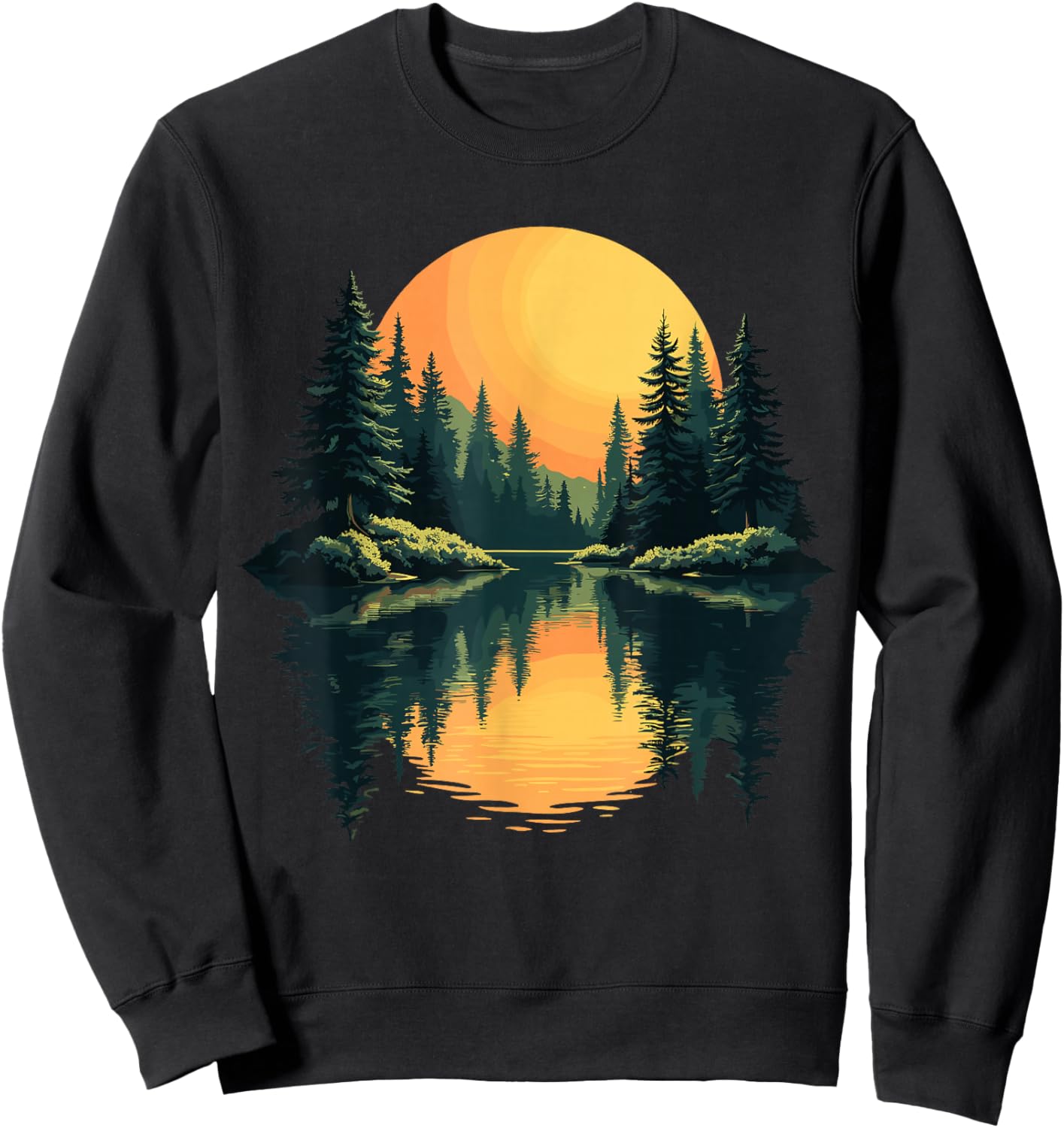 Nature Trees Reflection Forest Trees Outdoor Wildlife Sweatshirt - Sweatshirt | Black