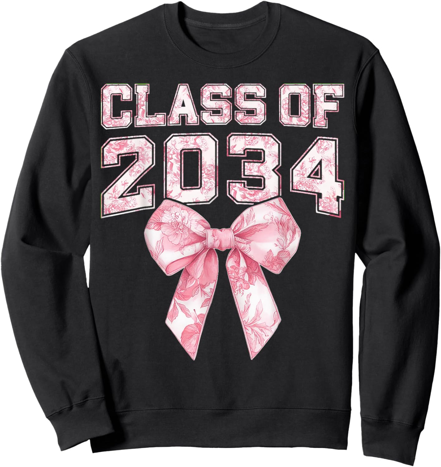Retro Class of 2034 Graduation Preppy Coquette Bow Senior 34 Sweatshirt - Sweatshirt | Black