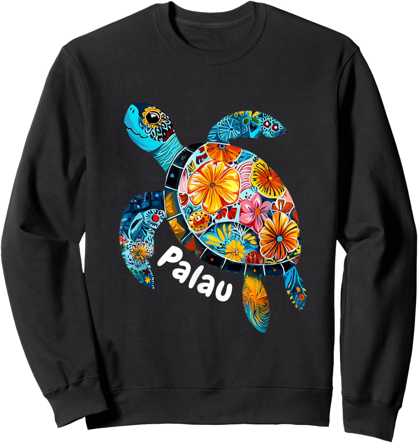 Palau Souvenir Store Palau - -Adults, -Kids - Black - Small - Short Sleeve - - Modern - Cartoon - People - Swimming - Theme Sweatshirt - Sweatshirt | Black