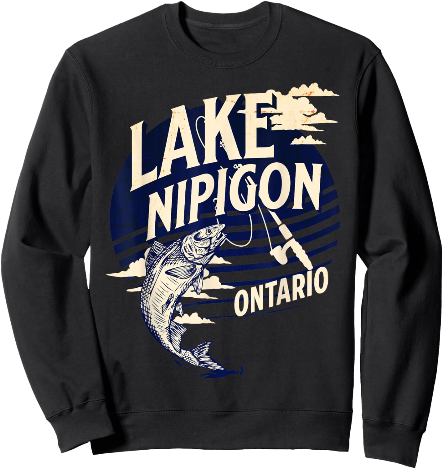 Lake Nipigon Ontario Canada Fly Fishing Trout Souvenir Sweatshirt - Sweatshirt | Black