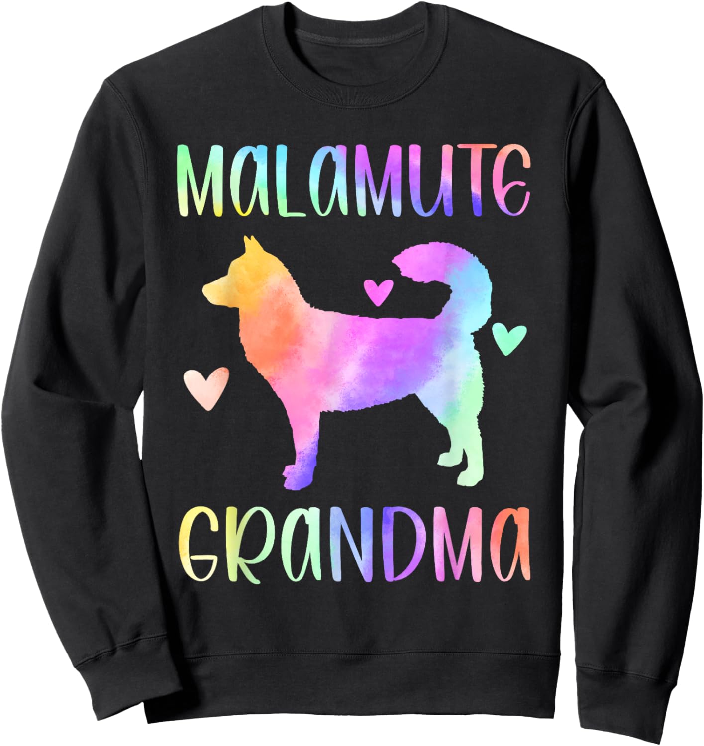 Alaskan Malamute Grandma Malamute Nana Rainbow Watercolor Sweatshirt - Sweatshirt | Black