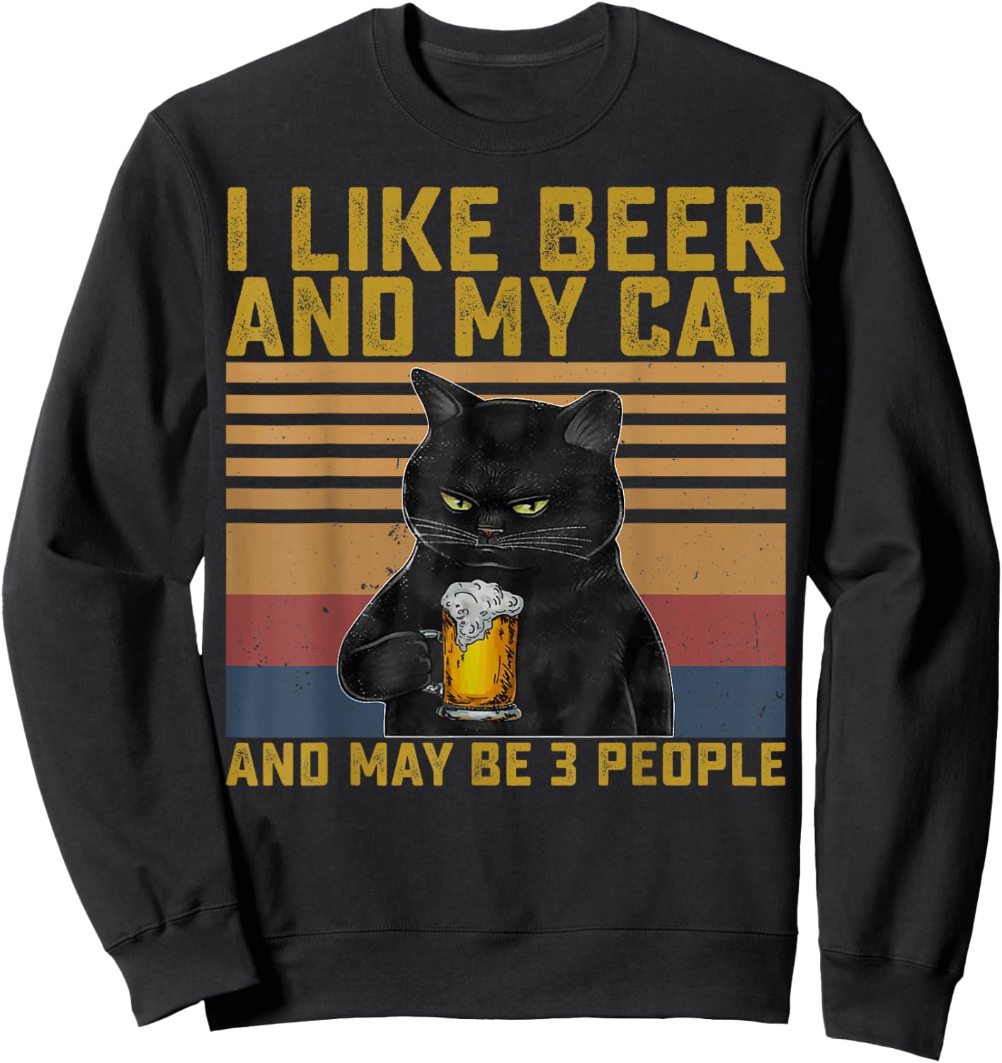 I Like Beer My Cat and Maybe 3 People Cat Lovers Gift Sweatshirt - Sweatshirt | Black