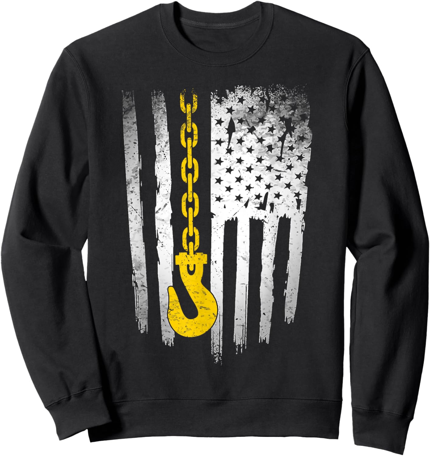 Tow Truck Driver Gift Men USA Flag Towing Hook For US Sweatshirt - Sweatshirt | Black