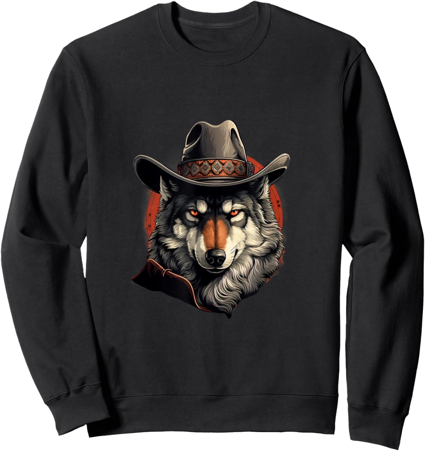 Wolf Cowboy Hat Cowgirl Western Wolf Wolves Lovers Sweatshirt - Sweatshirt | Black