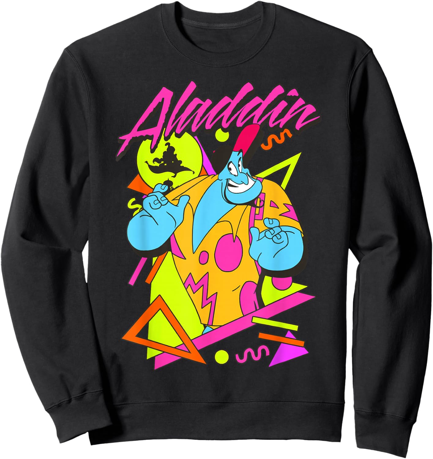 Disney Aladdin Genie 90's Style Retro Vintage Portrait Sweatshirt - Sweatshirt | Black