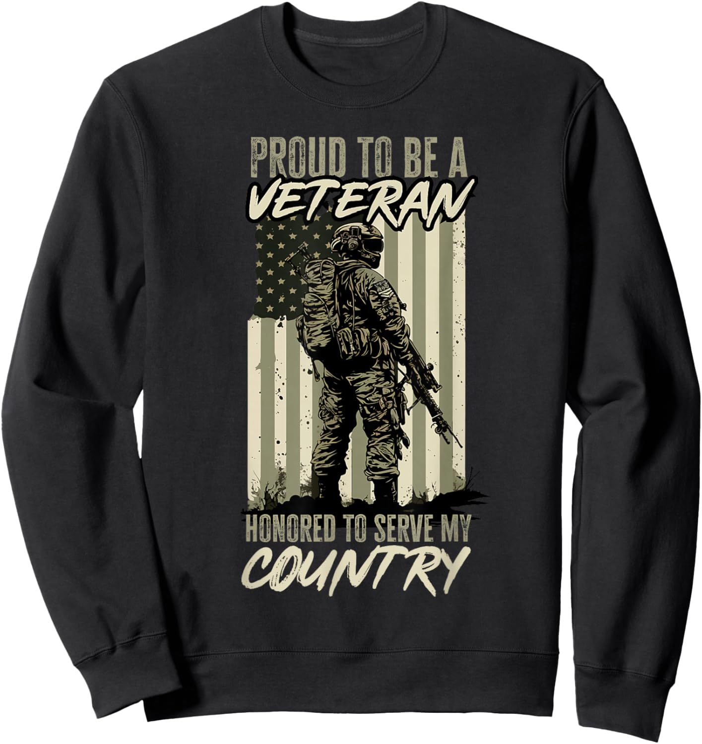 Veteran US Patriotic Proud to be a veteran Sweatshirt - Sweatshirt | Black