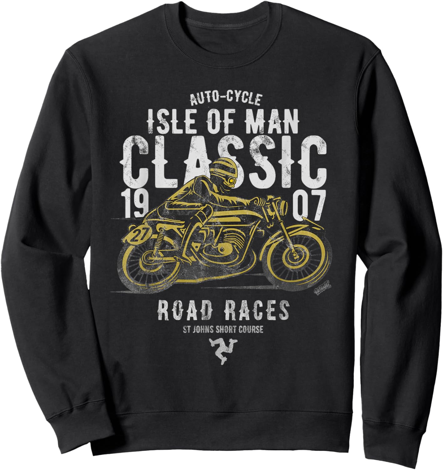 Isle of Man Manx Moto Race Vintage Biker Manx Classic Sweatshirt - Sweatshirt | Black