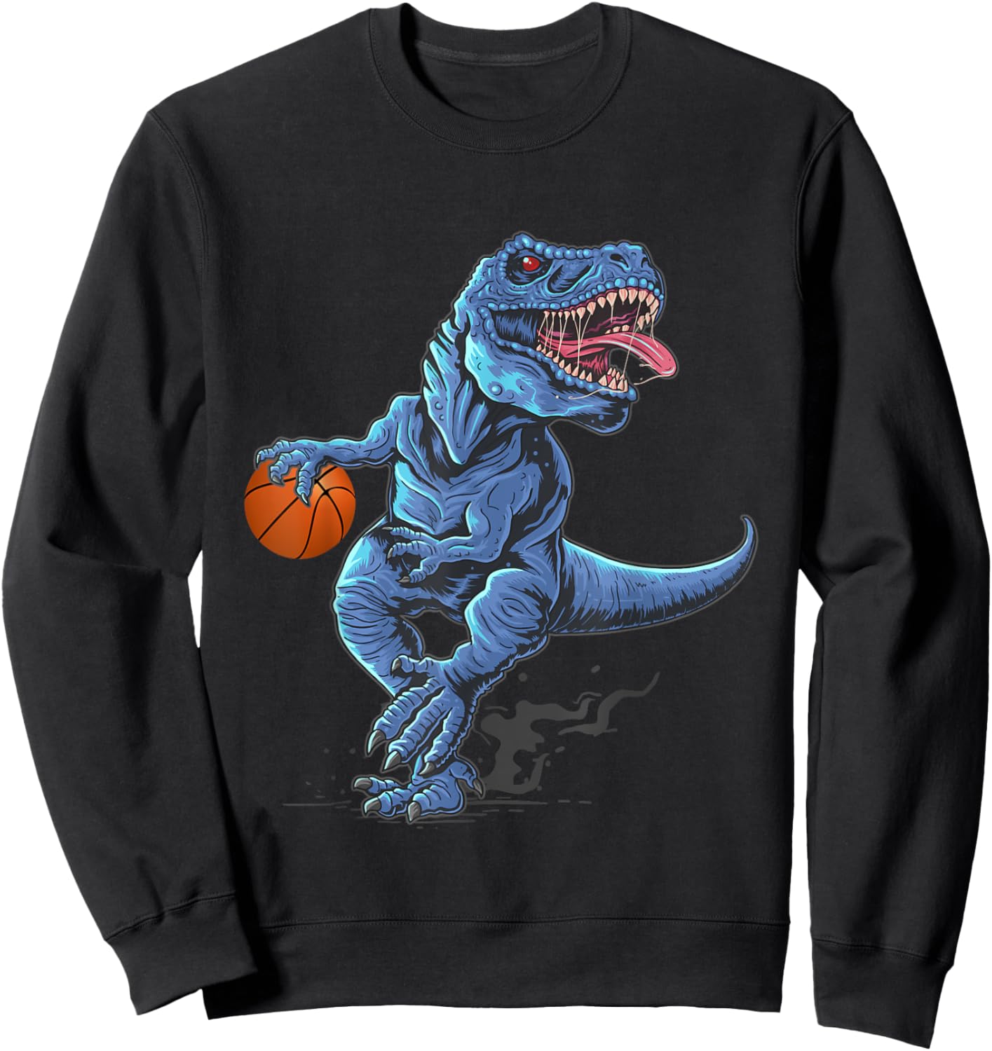 Funny Trex Dinosaur Playing Basketball Player Lover Sweatshirt - Sweatshirt | Black