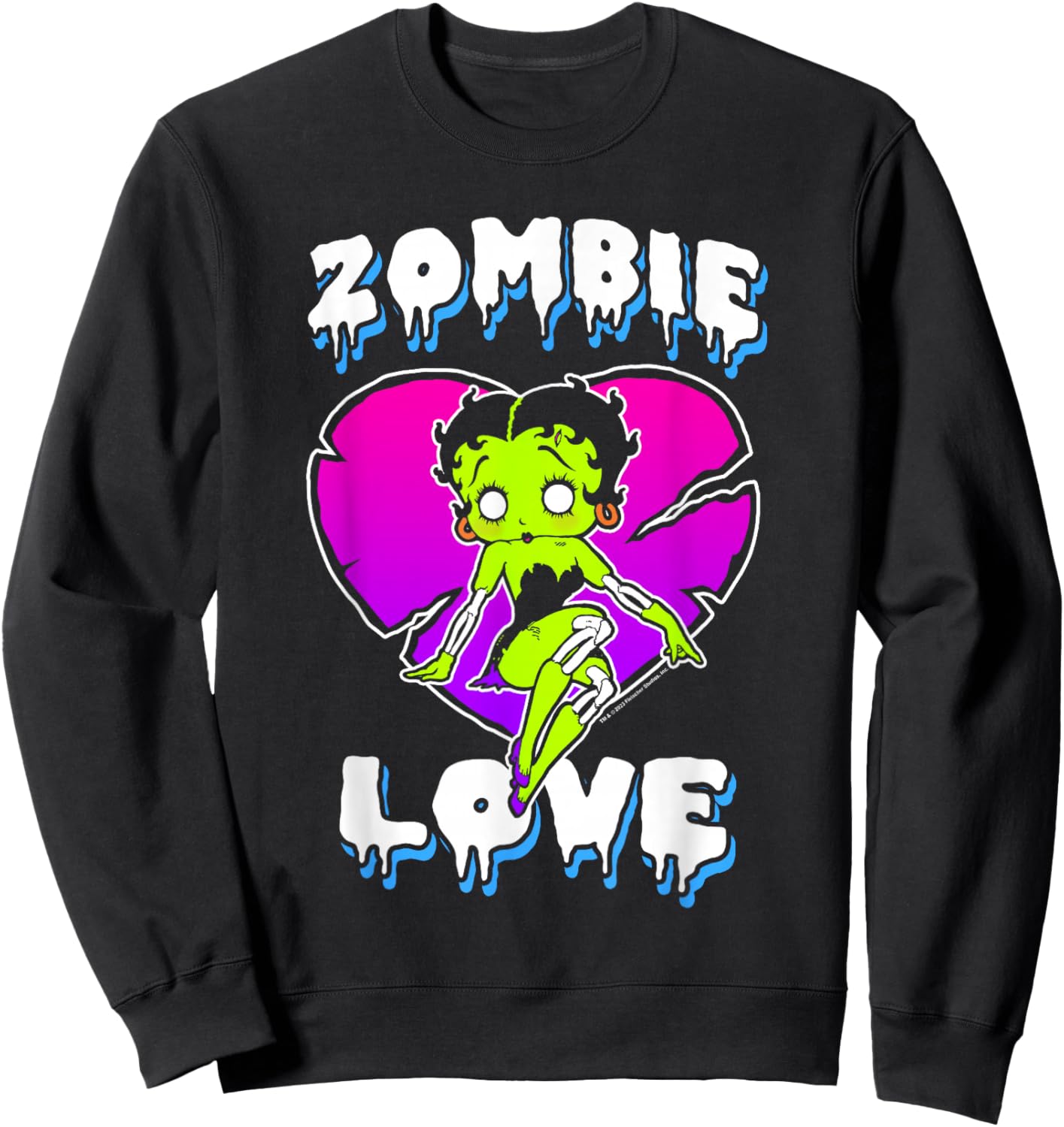 Betty Boop Halloween Zombie Love Death Heart Logo Sweatshirt - Sweatshirt | Black