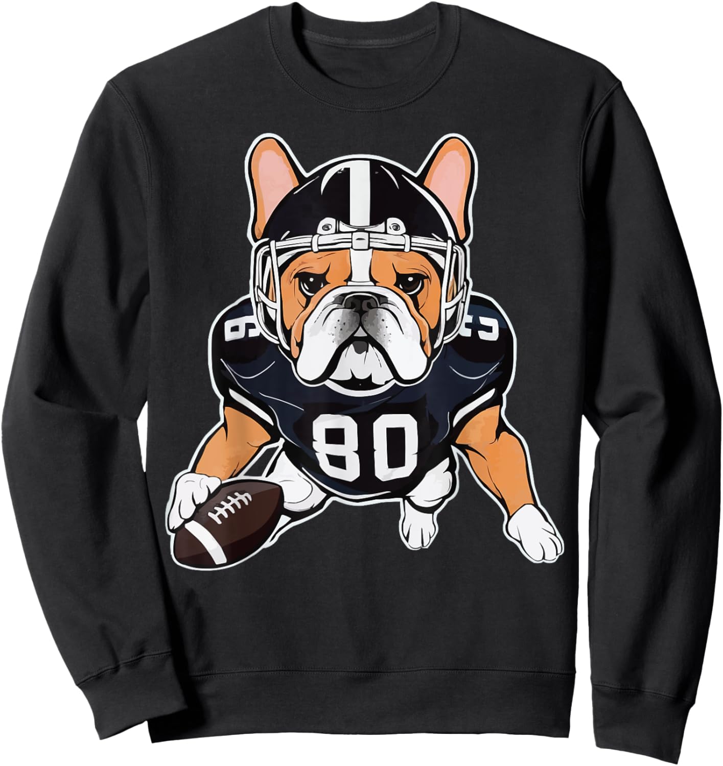 Funny Dog Lover French Bulldog American Football Player Sweatshirt - Sweatshirt | Black
