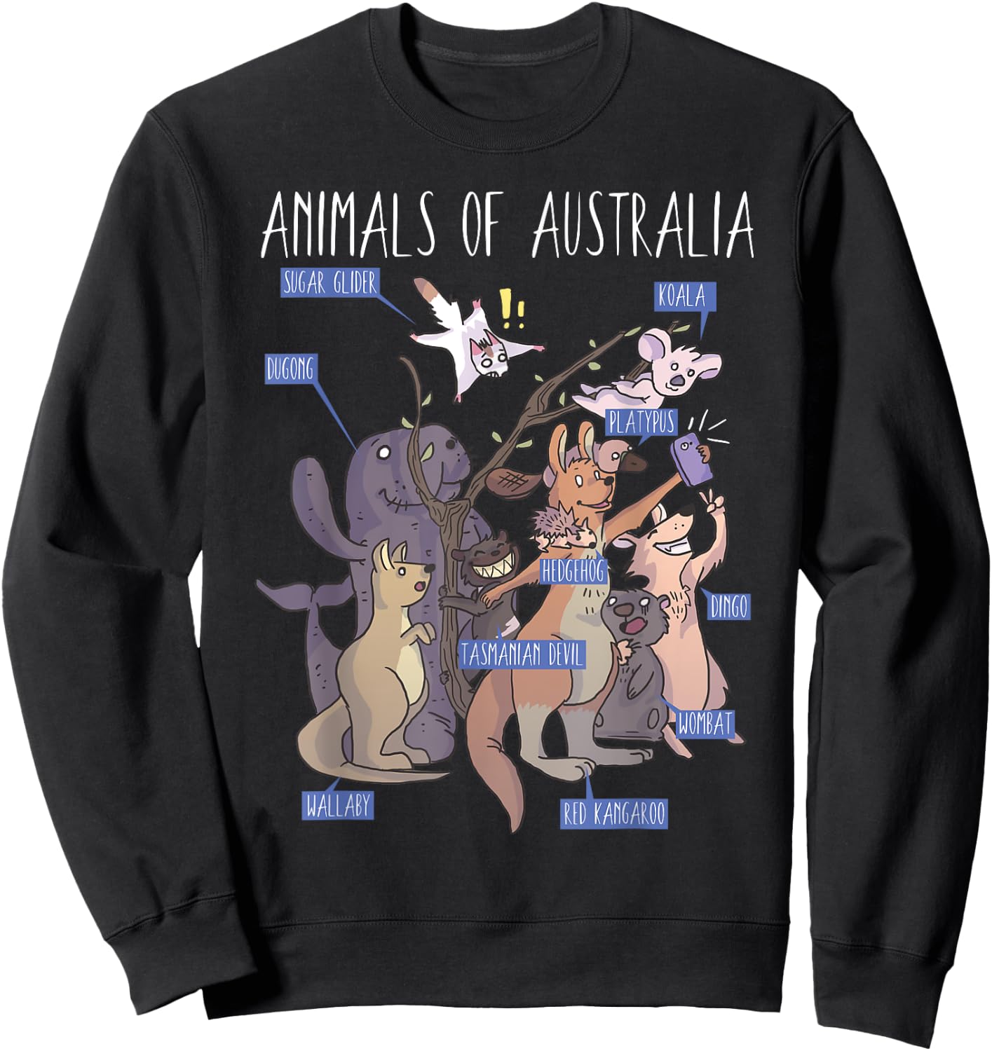 Animals Of Australia Australian Animal Educational Sweatshirt - Sweatshirt | Black