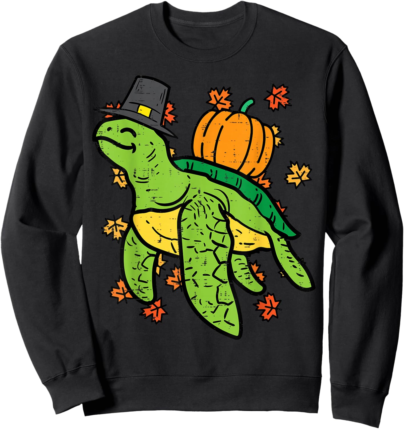 Thanksgiving Sea Turtle Cute Tortoise Fall Men Women Kids Sweatshirt - Sweatshirt | Black