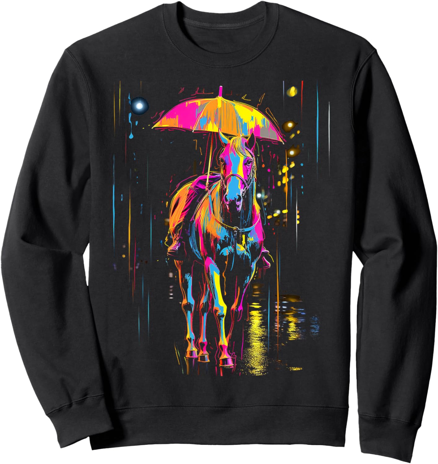 Horse Art Abstract Animal Colorful Artwork Graphic Horse Sweatshirt - Sweatshirt | Black