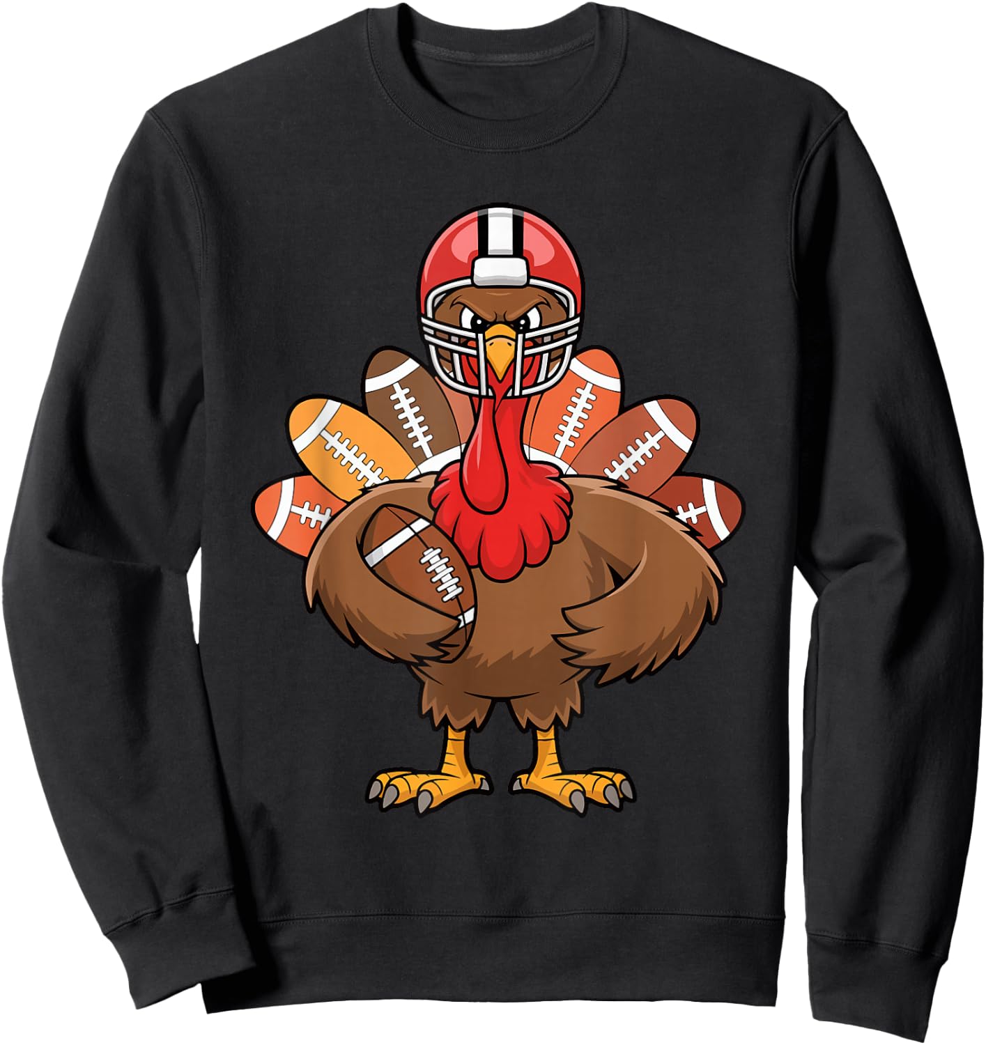 Thanksgiving Football Cool Football Turkey Kids Boys Sweatshirt - Sweatshirt | Black
