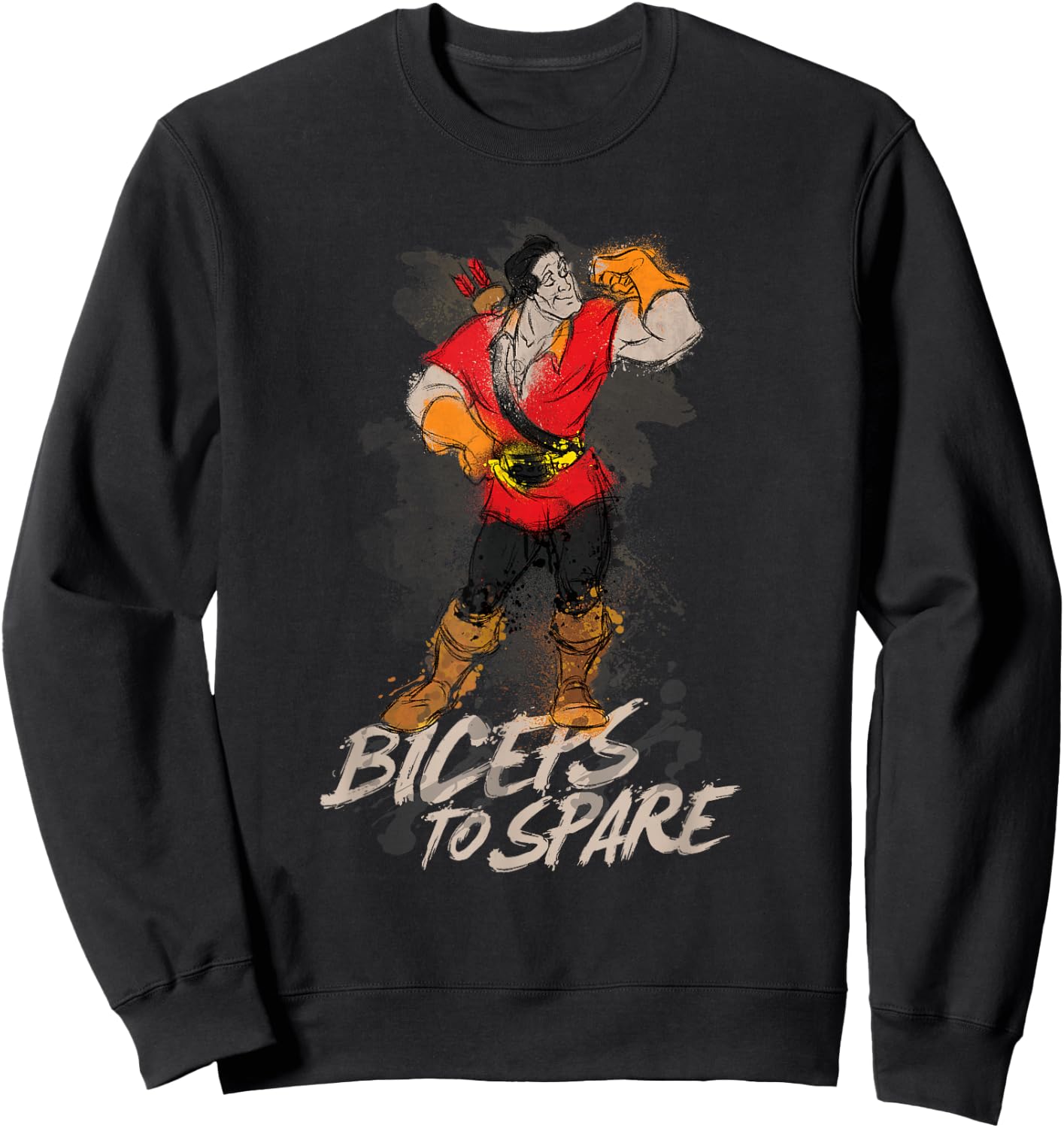 Disney Beauty and the Beast Gaston Biceps to Spare Sweatshirt - Sweatshirt | Black