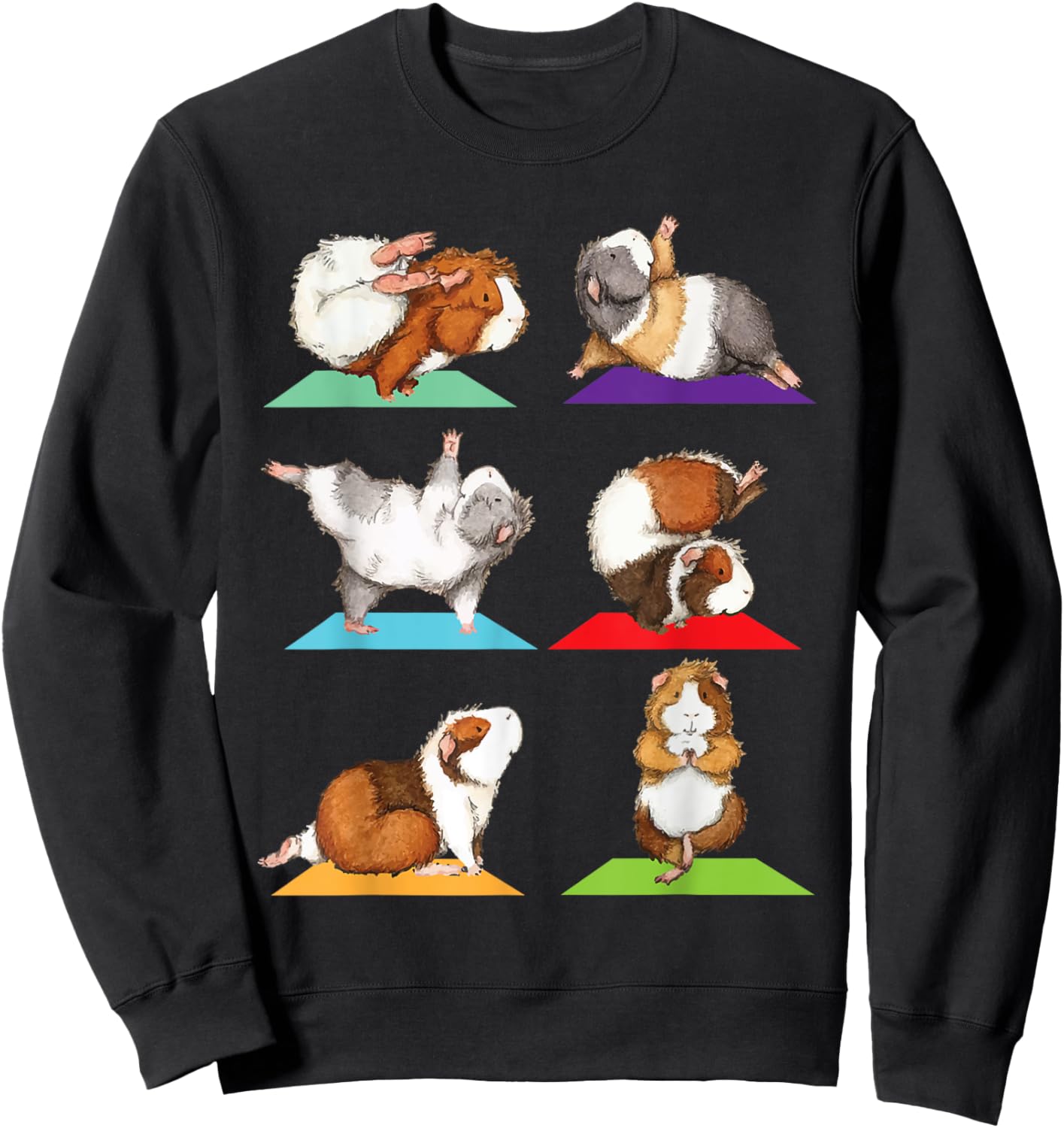 Guinea Pig Yoga - Fitness Exercise Animal Rodent Pet Lover Sweatshirt - Sweatshirt | Black