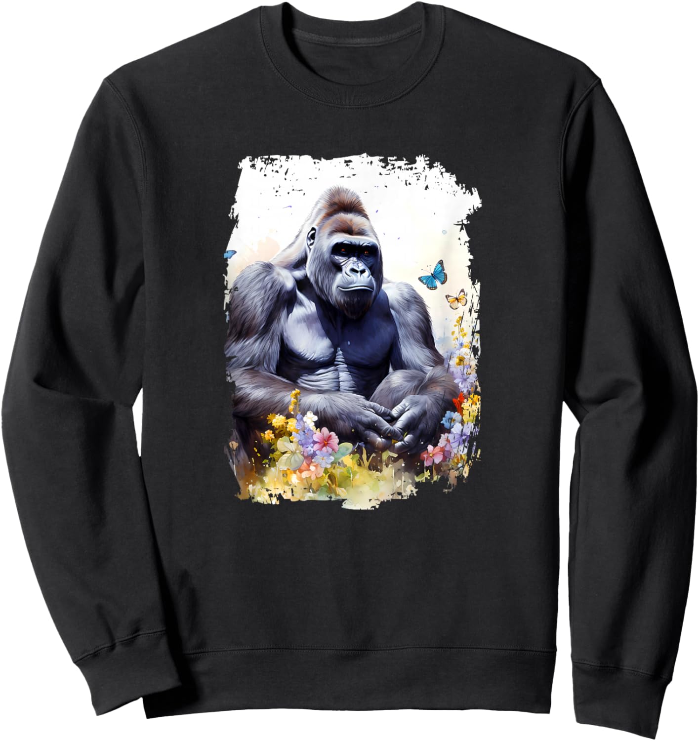 Gorilla Flower Butterfly Sweatshirt - Sweatshirt | Black