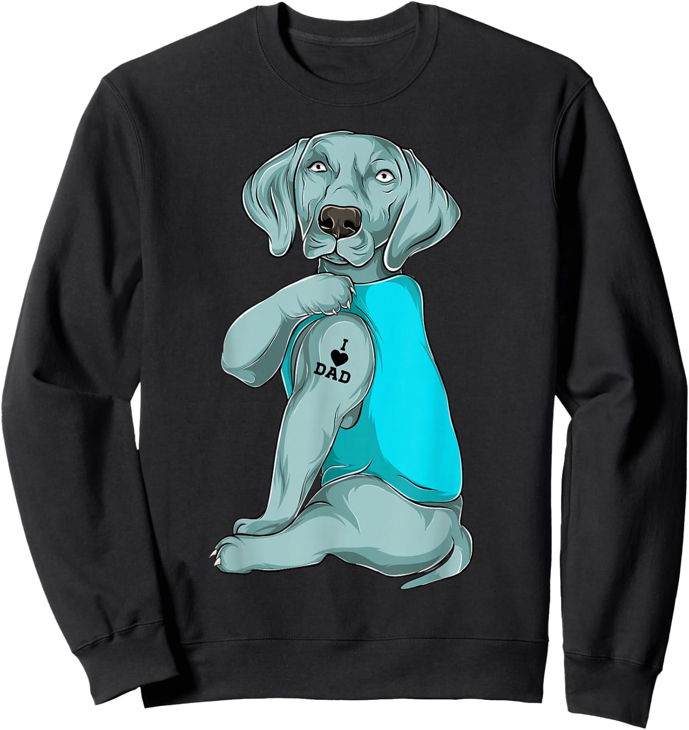 Weimaraner I Love Dad Tattoo Apparel, Dog Dad Gifts Dads Sweatshirt - Sweatshirt | Black
