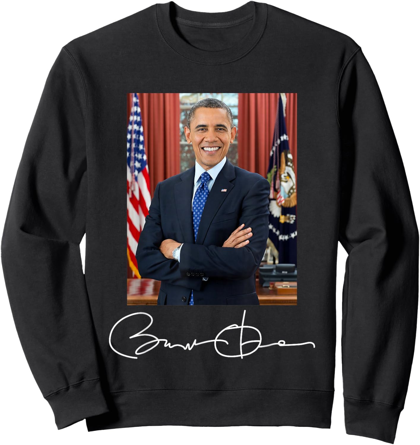 Barack Obama Signature and Portrait Sweatshirt - Sweatshirt | Black