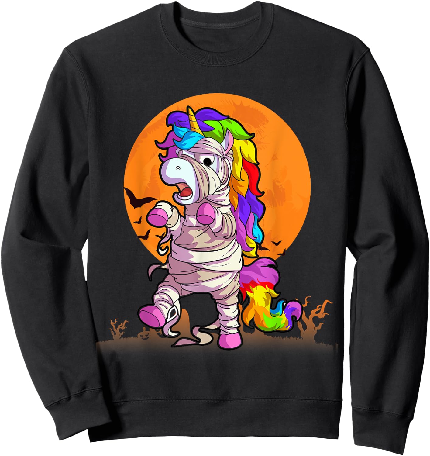 Mummy Unicorn Halloween Girls Unicorn Halloween Sweatshirt - Sweatshirt | Black