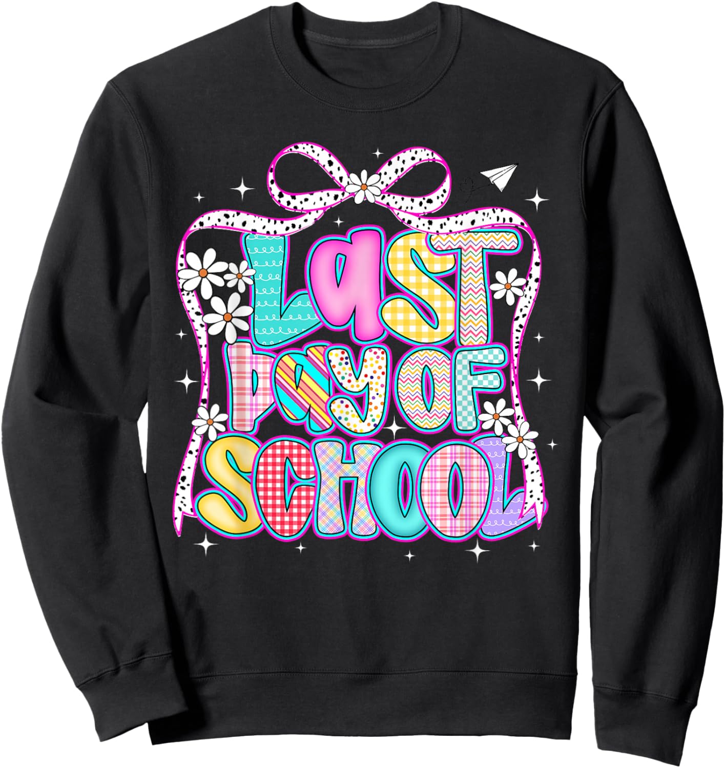 Happy Last Day of School Graduation Girls Teacher Coquette Sweatshirt - Sweatshirt | Black