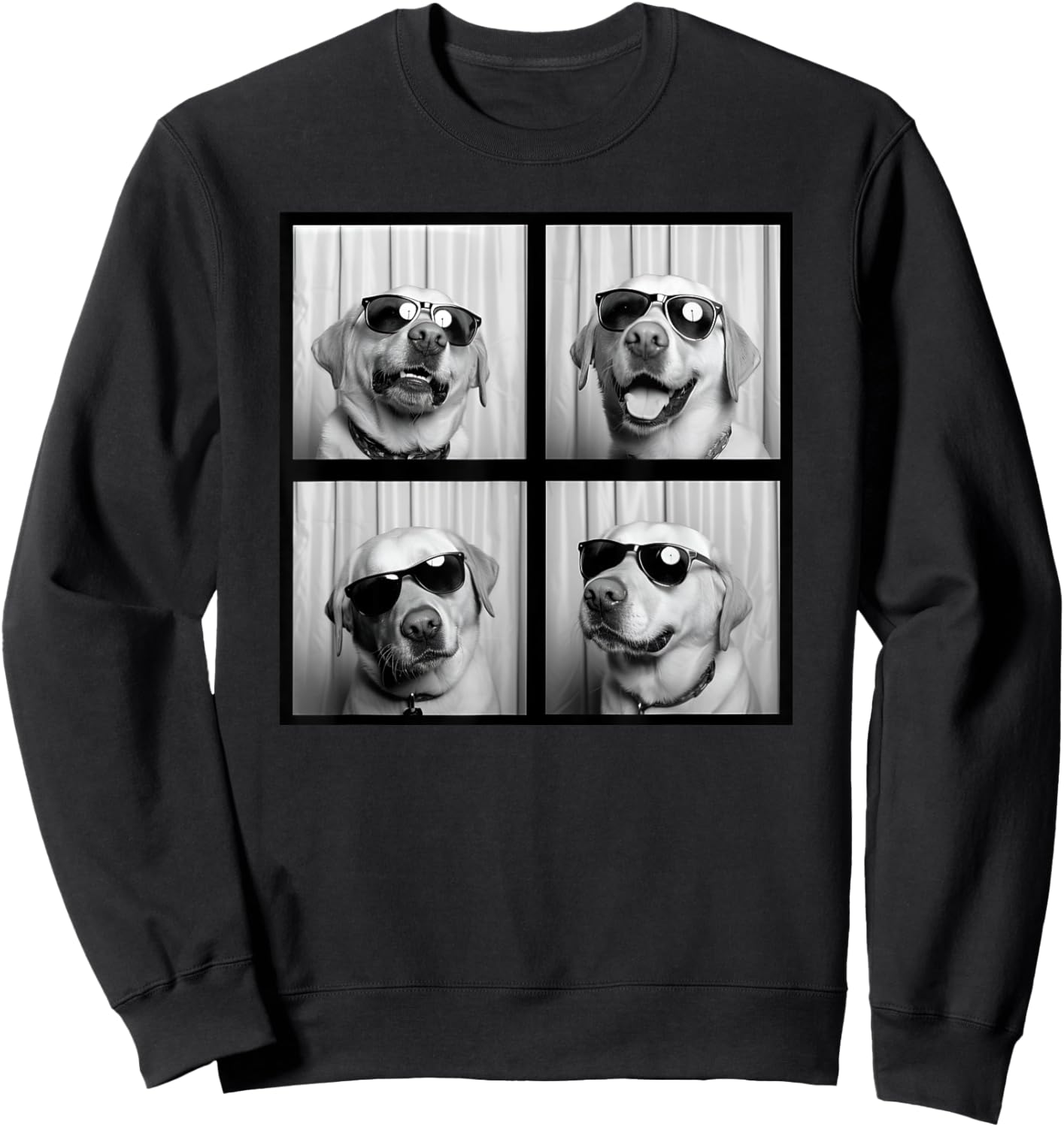 Yellow Labrador Retriever Face Cool Dog With Sunglasses Women Kids Sweatshirt - Sweatshirt | Black