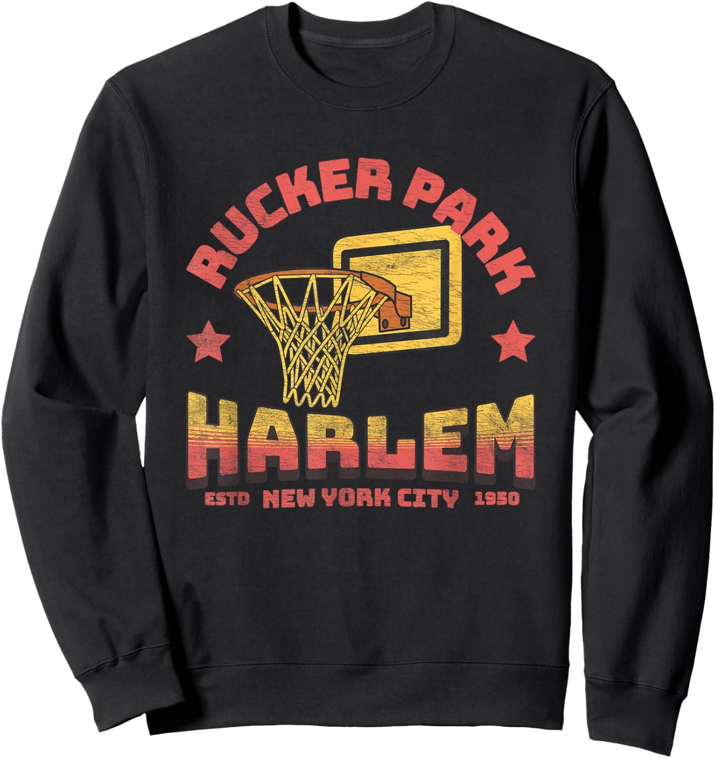 Retro Vintage 70s 80s Rucker Park Harlem New York Sweatshirt - Sweatshirt | Black