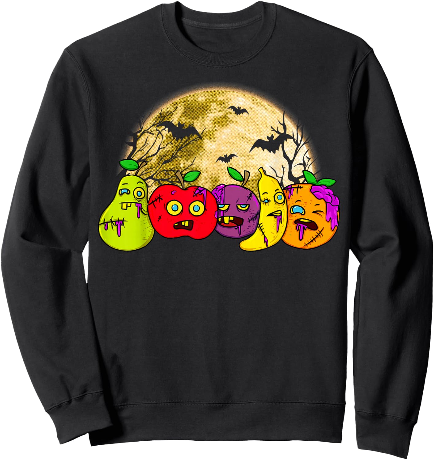 Halloween Scary Vegan Vegetarian Zombie Fruits Vegetable Sweatshirt - Sweatshirt | Black