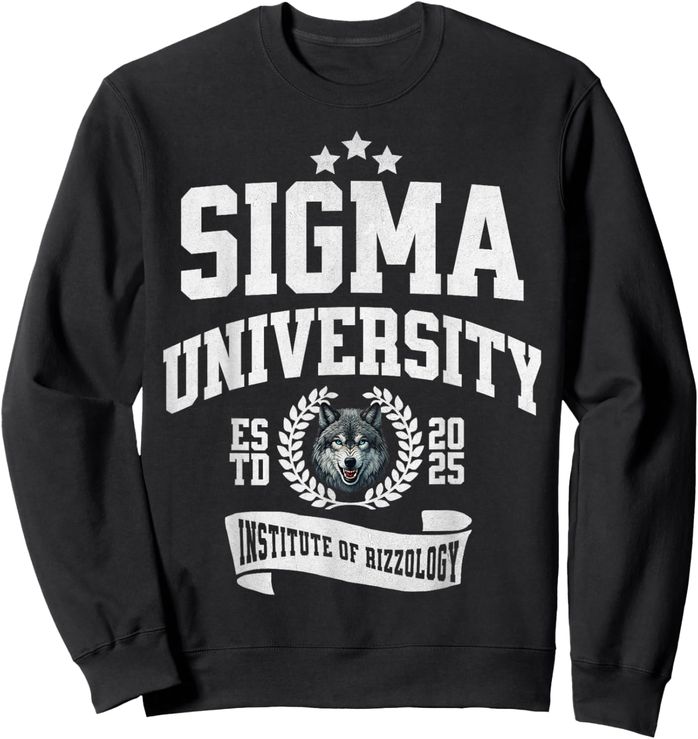 Sigma University Institute of Rizzology Funny Wolf Rizz Meme Sweatshirt - Sweatshirt | Black