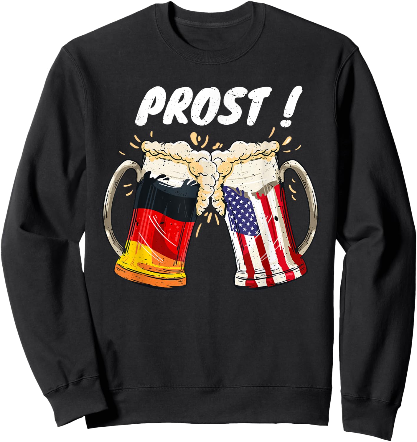 Prost Beer German American Flag Oktoberfest Mug Sweatshirt - Sweatshirt | Black