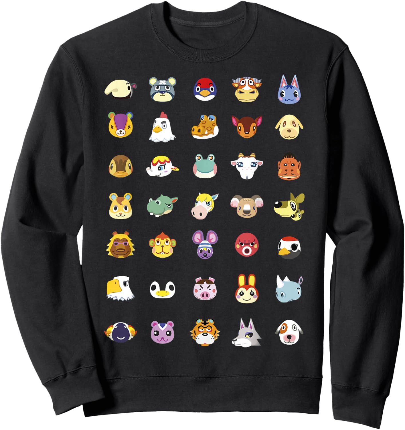 Animal Crossing: New Horizons Vintage Nintendo Faces Line Up Sweatshirt - Sweatshirt | Black