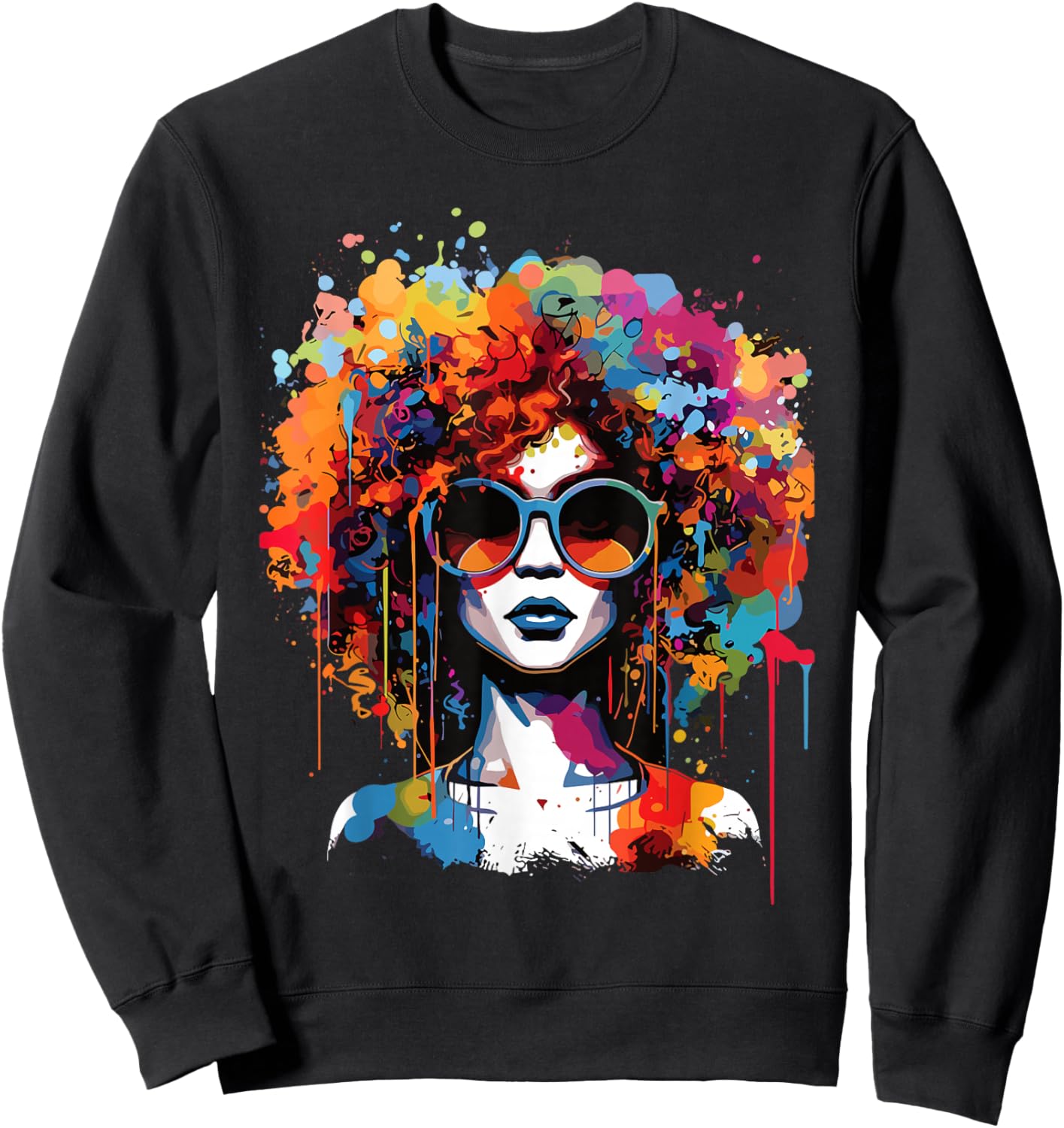 Black Queen Dripping Afro Melanin Juneteenth Sweatshirt - Sweatshirt | Black