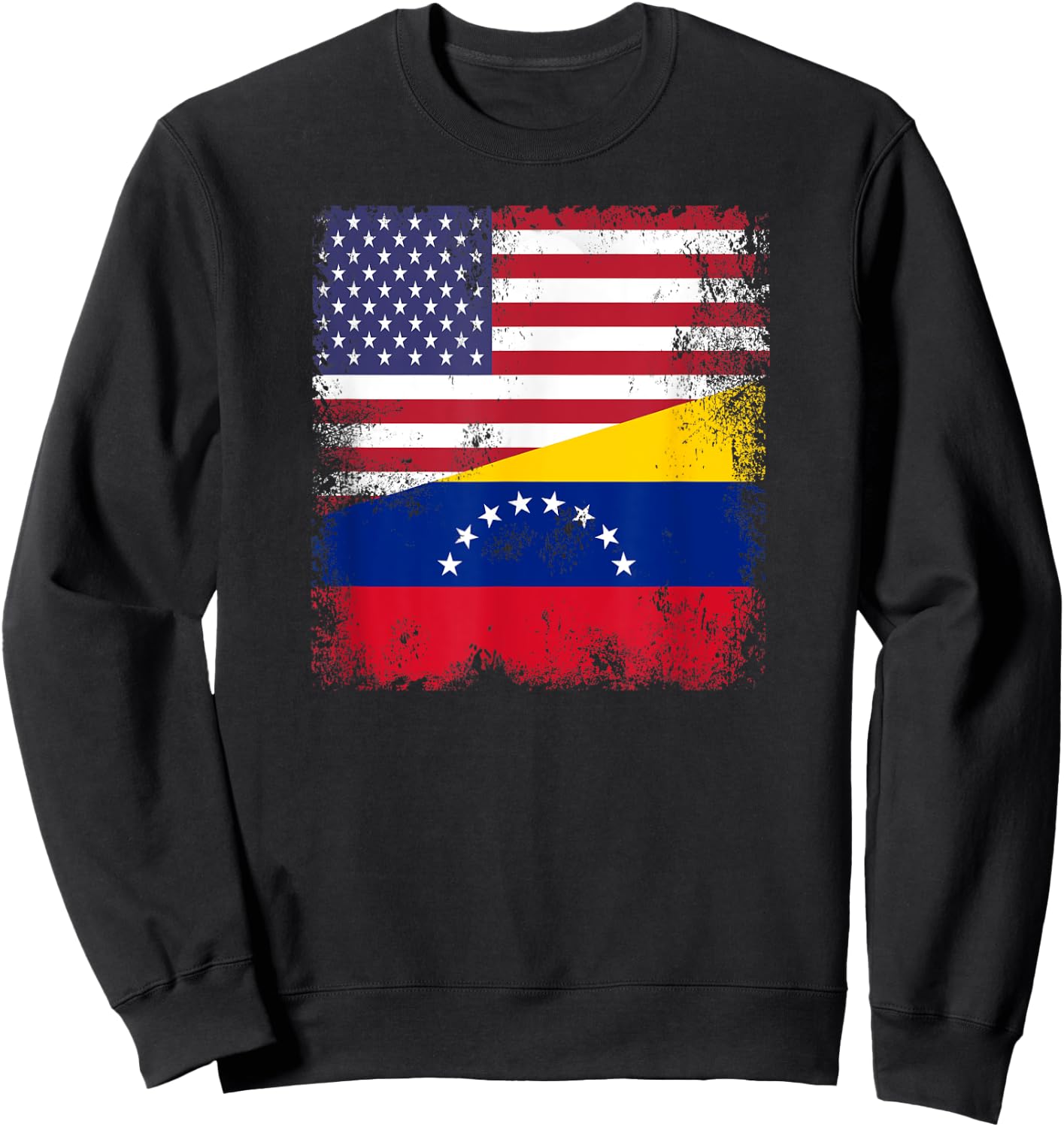 Half Venezuelan Flag | Vintage Venezuela USA Gift Sweatshirt - Sweatshirt | Black