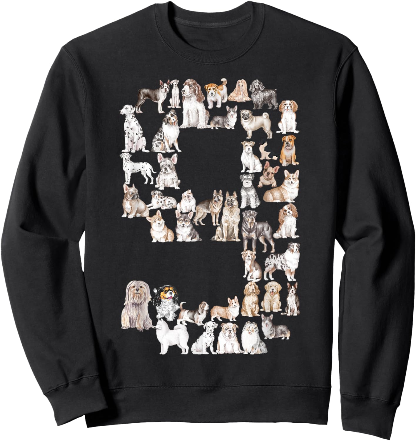 Fun 9th Birthday Boys Kids Girls Dog Lovers 9 Year Old Sweatshirt - Sweatshirt | Black
