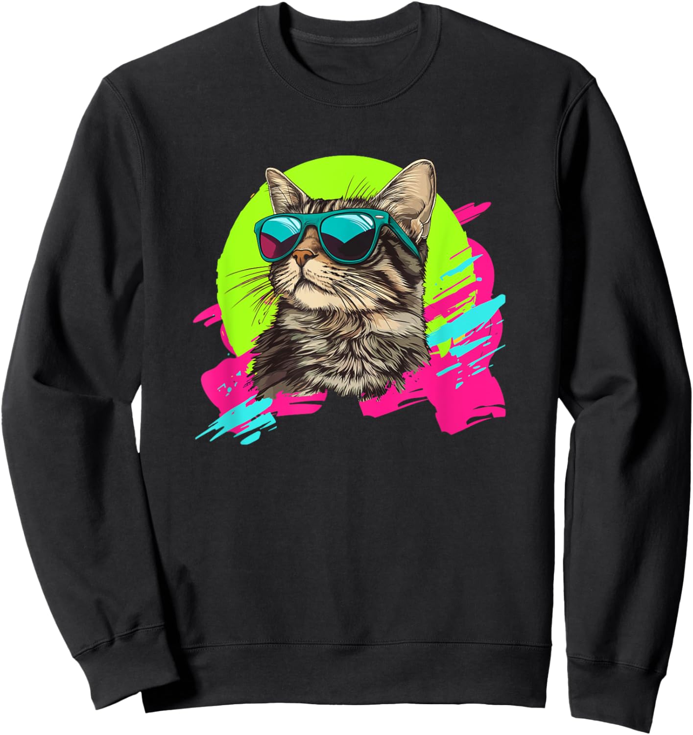 Retro Vintage Brown Tabby Cat Lover Men Women Girls Kids Sweatshirt - Sweatshirt | Black