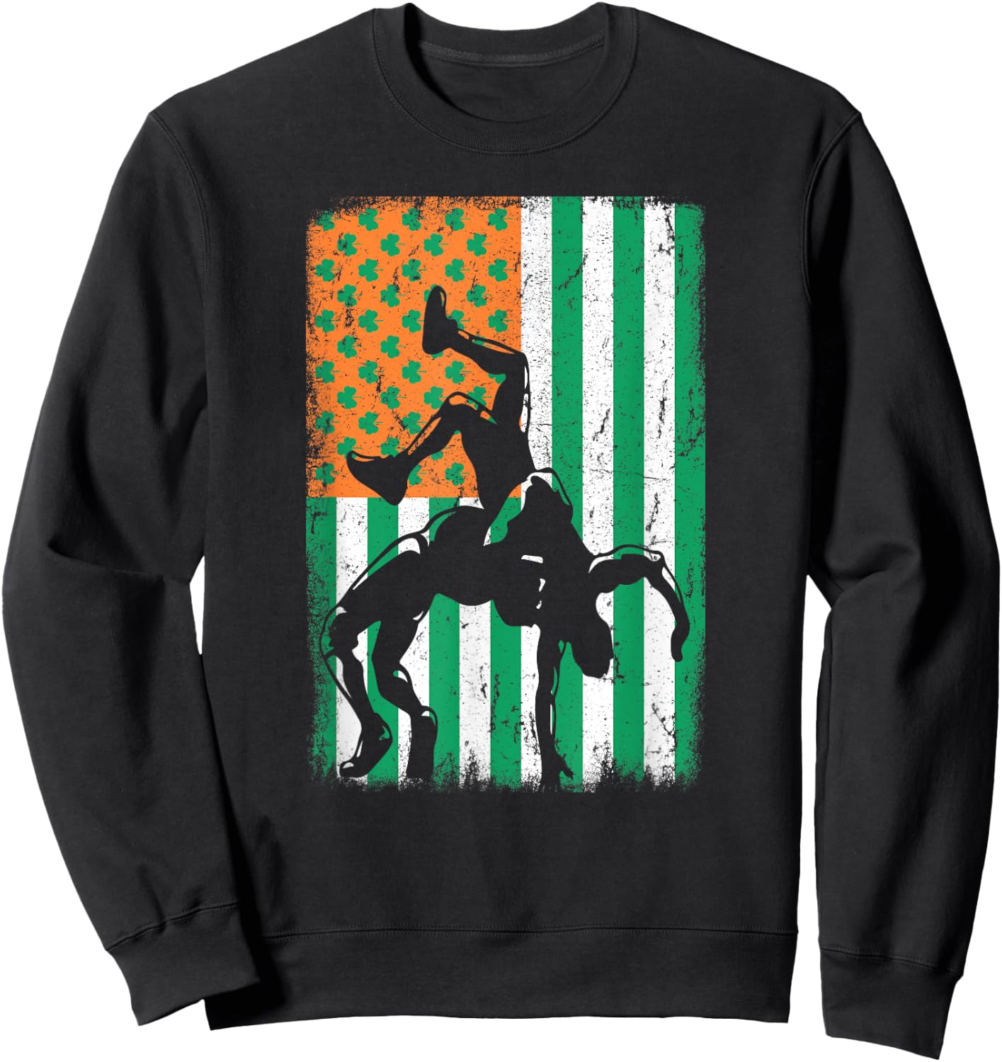 Wrestling Irish USA American Flag St Patrick's Day Wrestler Kids Men Sweatshirt - Sweatshirt | Black