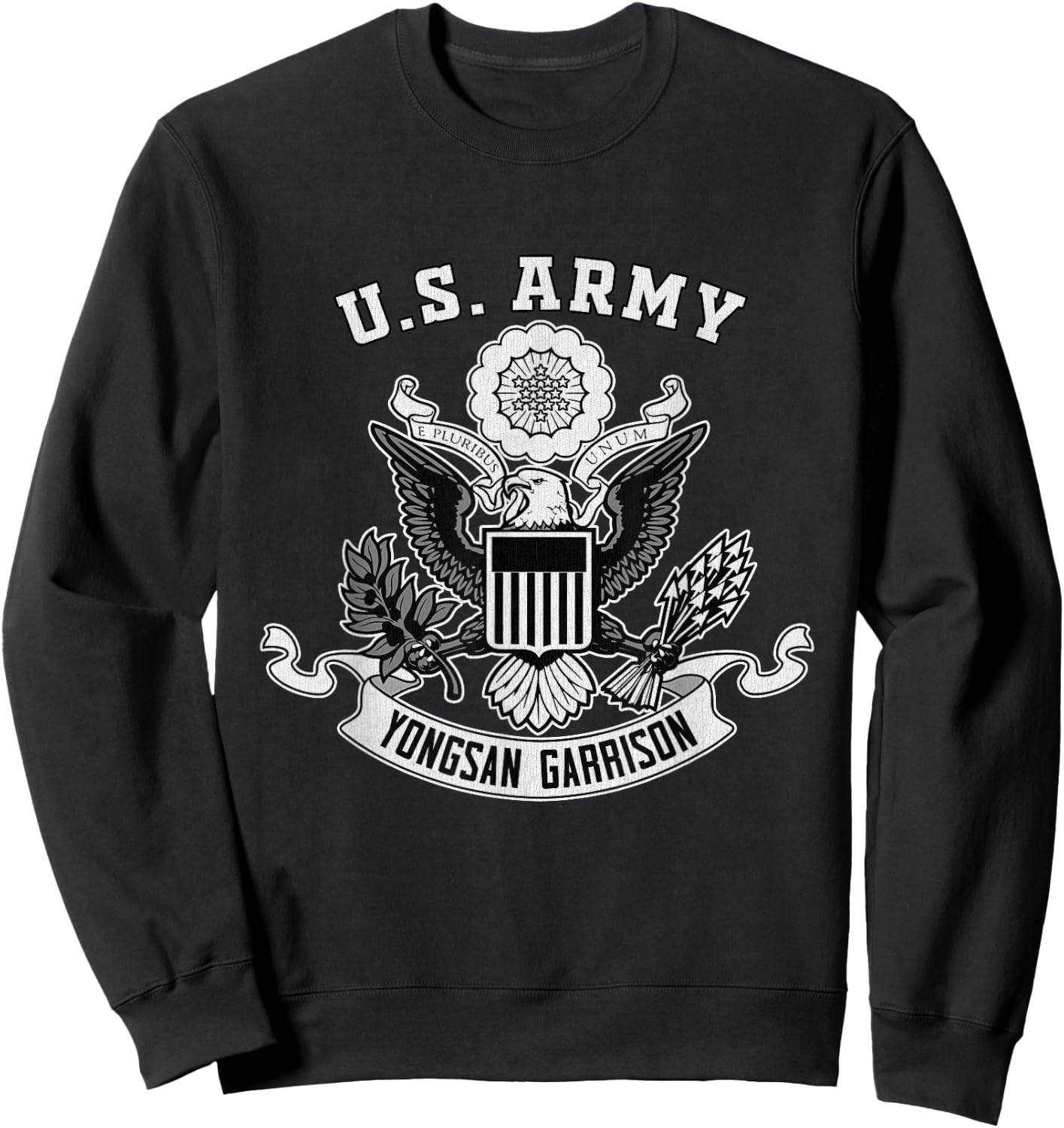 Yongsan Garrison South Korea Military Base Eagle Emblem Sweatshirt - Sweatshirt | Black