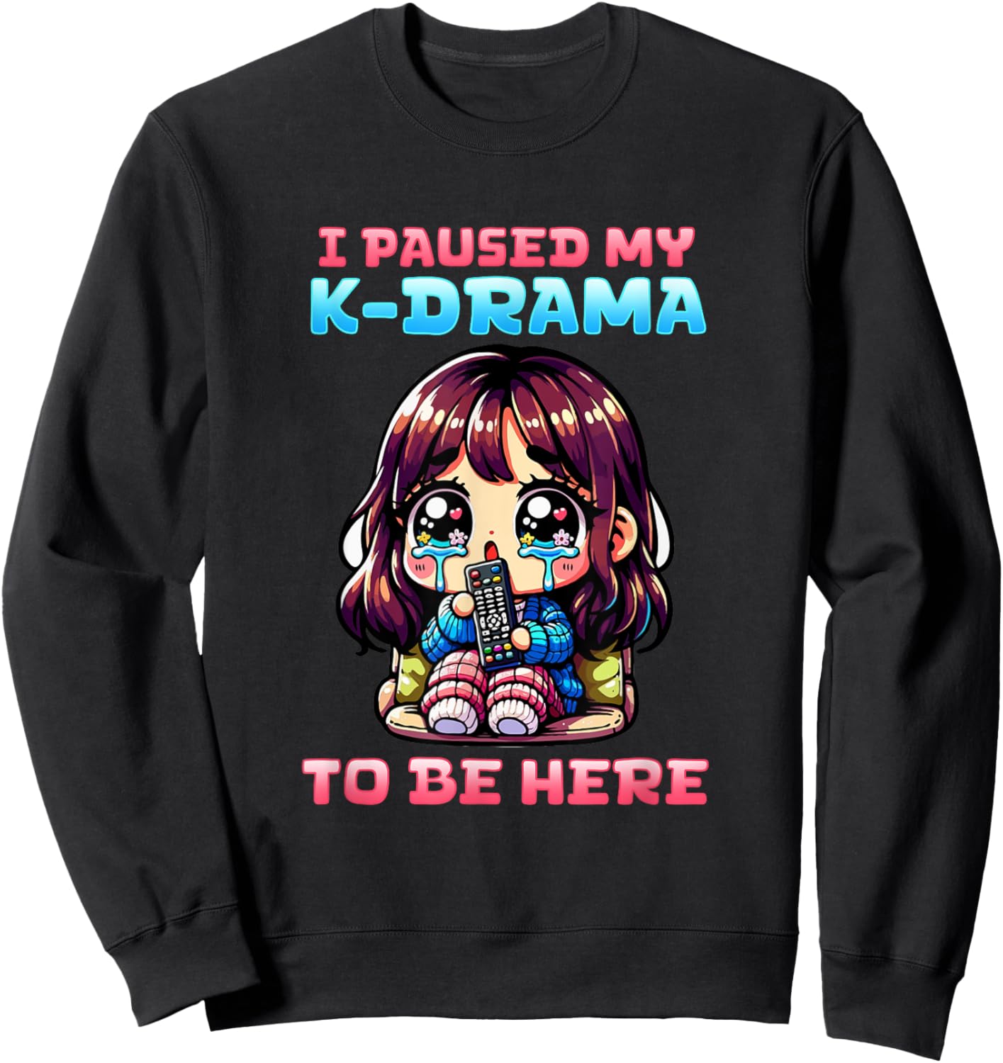 I Paused My K-Drama To Be Here I Finger Heart I Korean Music Sweatshirt - Sweatshirt | Black