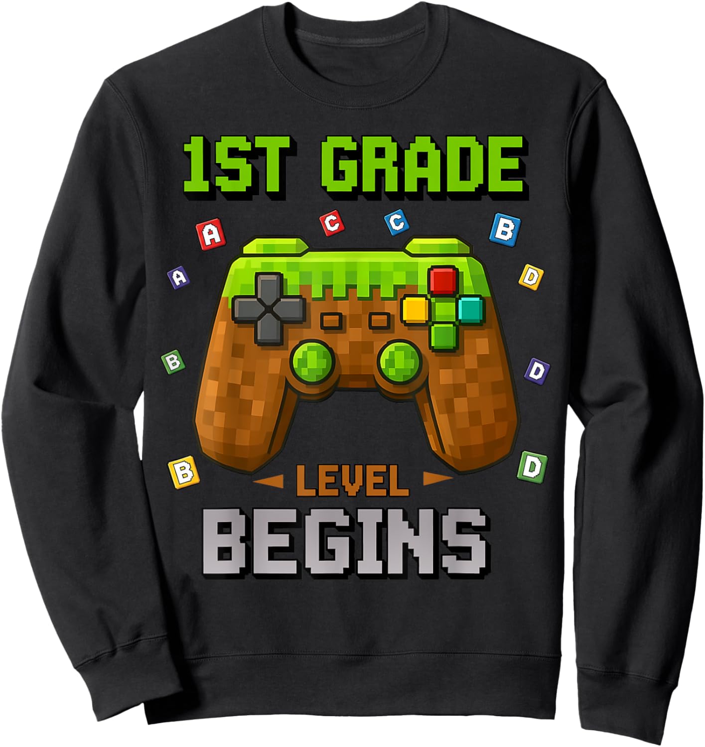 First Day of 1st Grade Level Begins Back to School Funny Boy Sweatshirt - Sweatshirt | Black