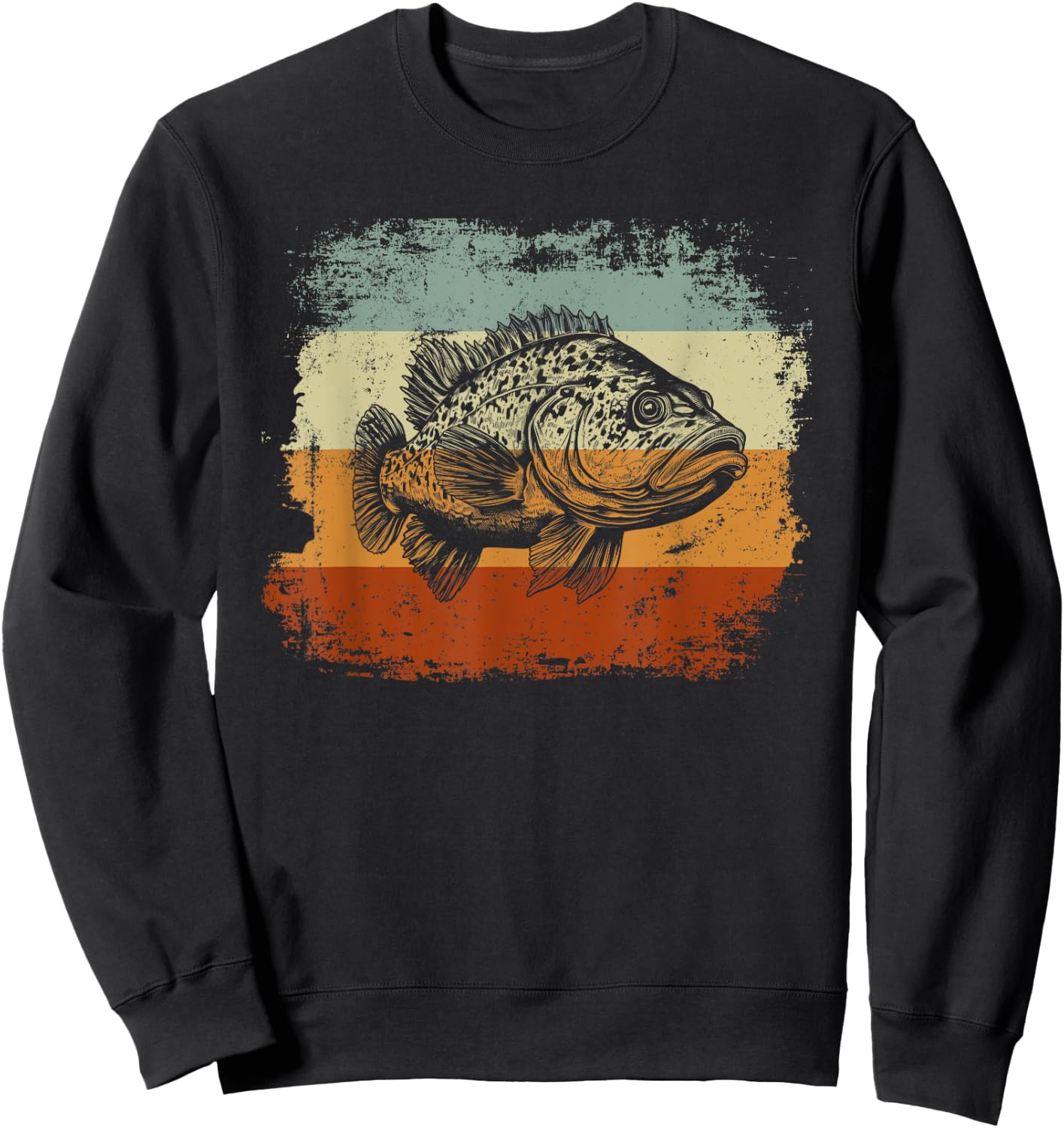 Retro Style Grouper Fish Sweatshirt - Sweatshirt | Black