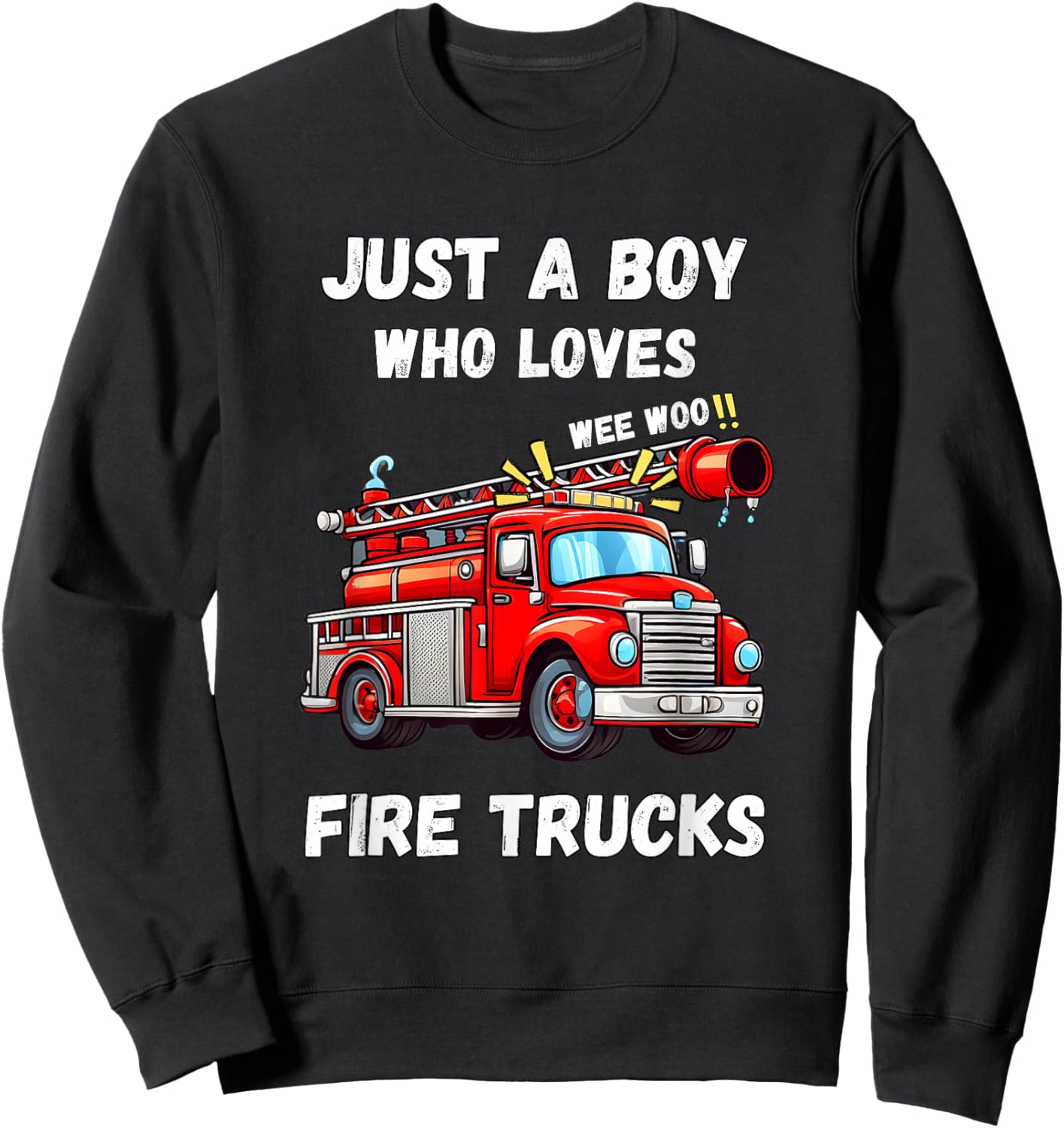 Just A Boy Who Loves Fire Trucks Kids Sweatshirt - Sweatshirt | Black