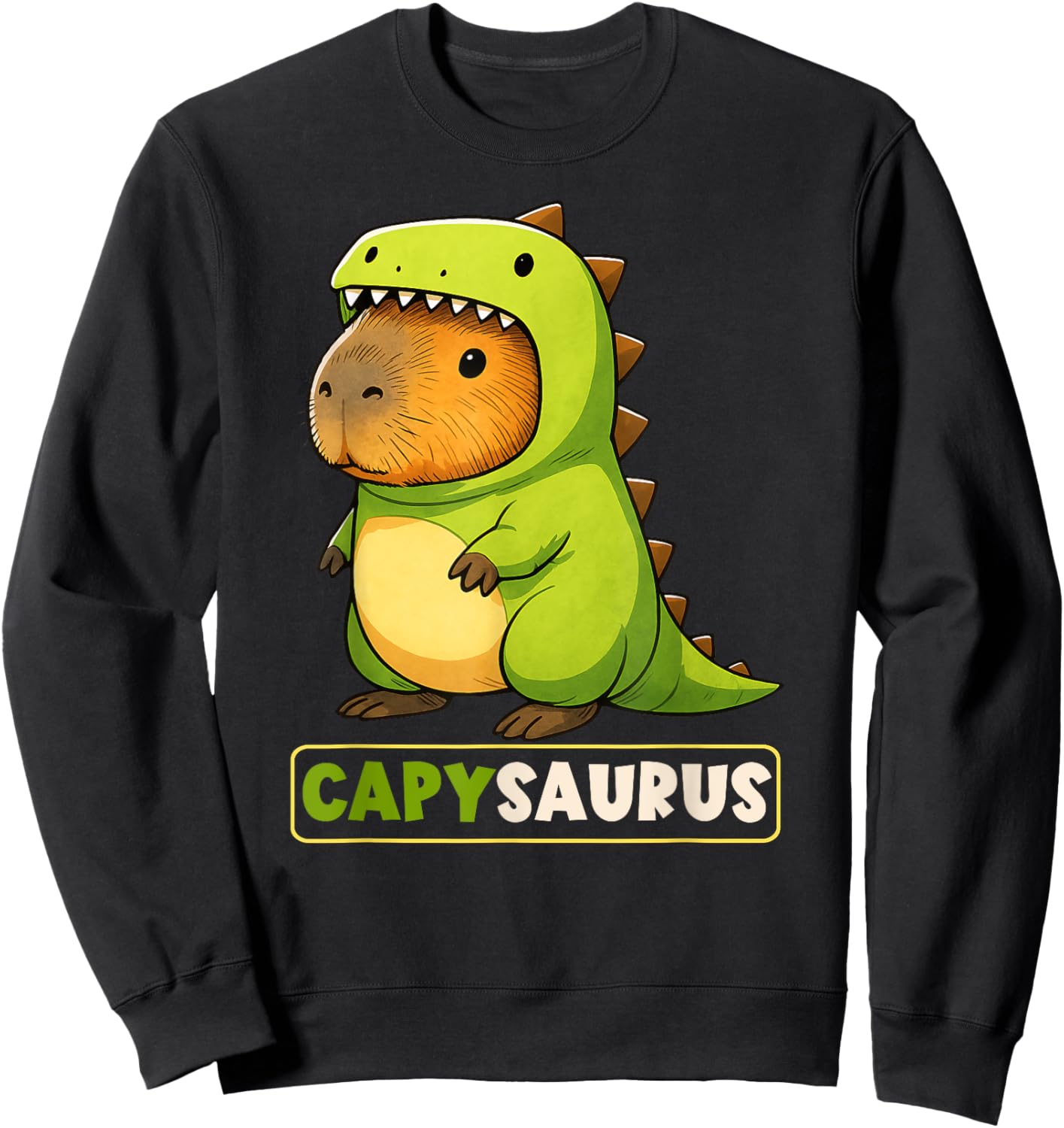 Capybara Dinosaur Costume Capysaurus Trex Boys Girls Kids Sweatshirt - Sweatshirt | Black