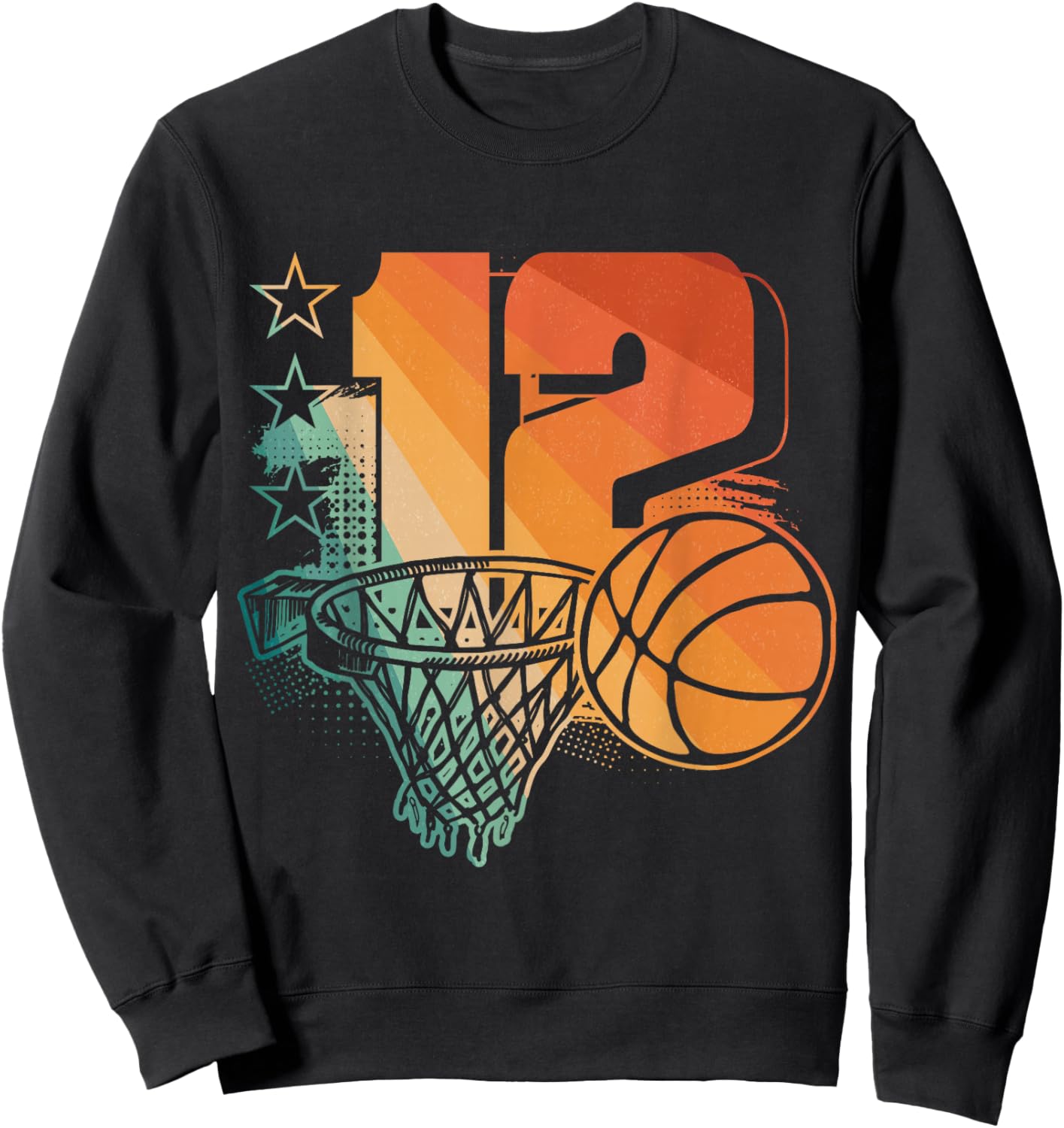 12th Birthday Boy Basketball Player Basketball 12 Years Old Sweatshirt - Sweatshirt | Black
